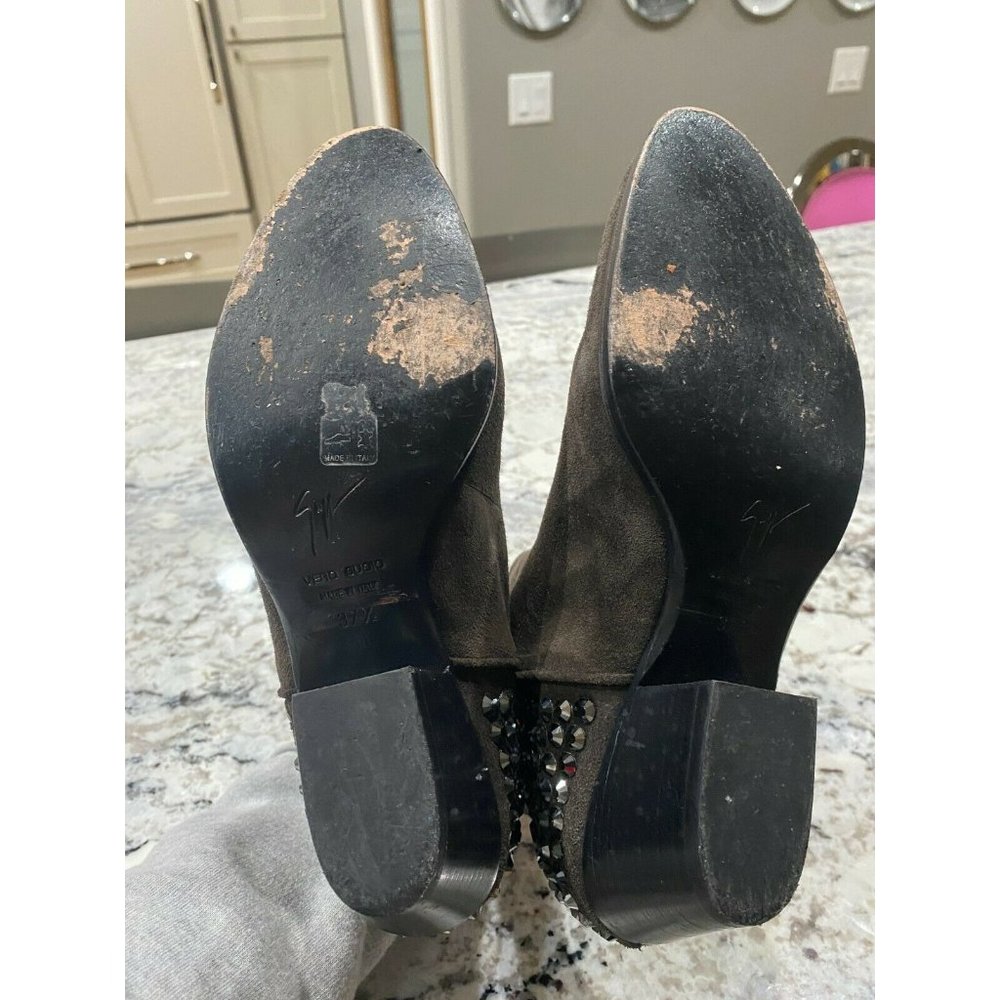 GIUSEPPE ZANOTTI Daddy Grey Crystal Suede Booties - Picture 7 of 12